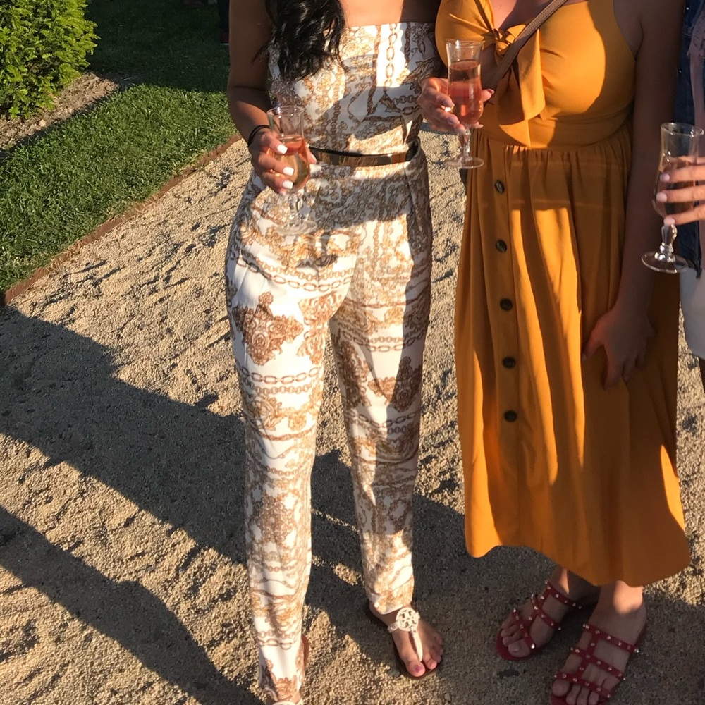 Printed romper with belt